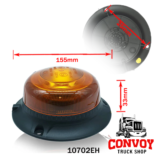 Mini Amber LED Strobe Light 12V/24V 18 LEDs