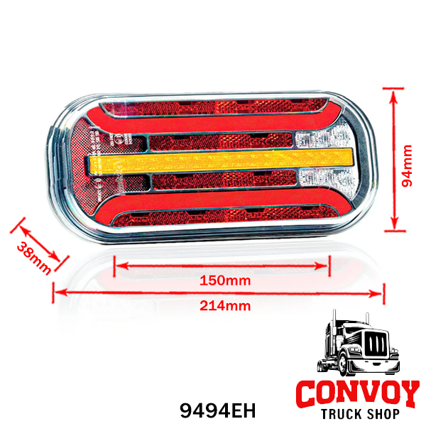 LED Tail Light 6-in-1 with Dynamic Indicator and Reflector 12/24V