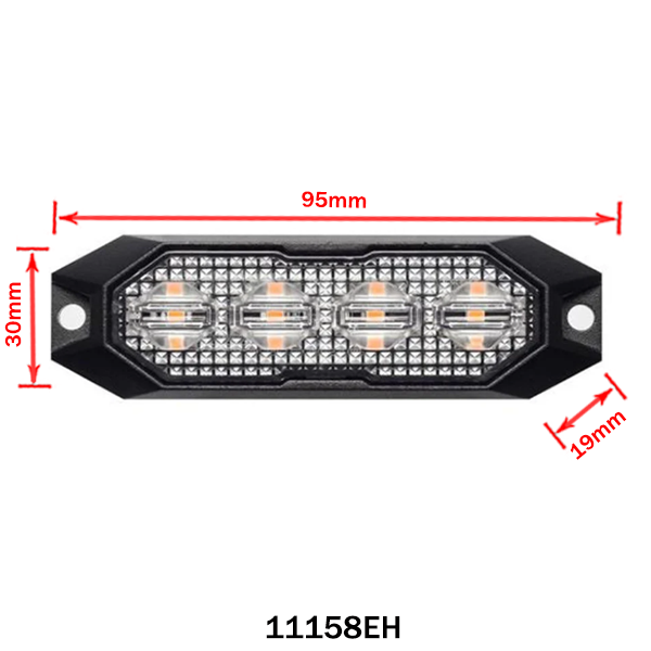 Amber Strobe Light Mini 4LED, 15 Modes – Auxiliary Warning Lamp