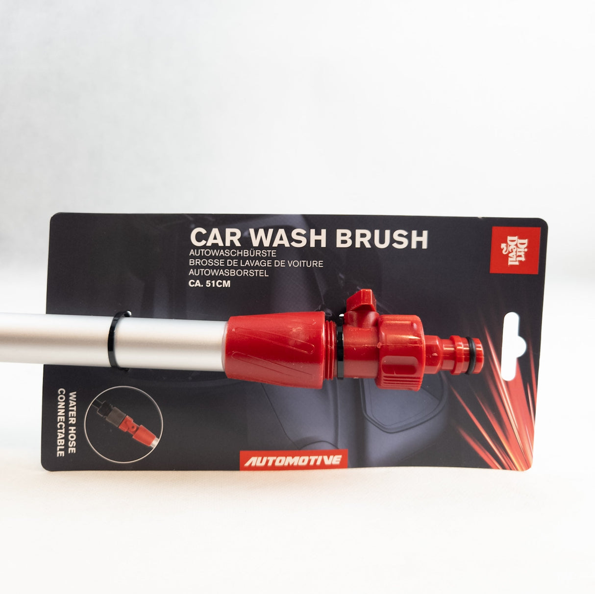 Dirt Devil Telescopic Car Wash Brush – Hose-Connectable, 62cm