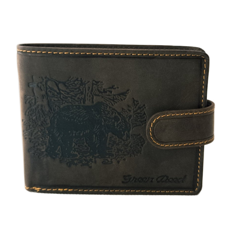 Leather Wallet with Hunting Motif – Rustic Brown