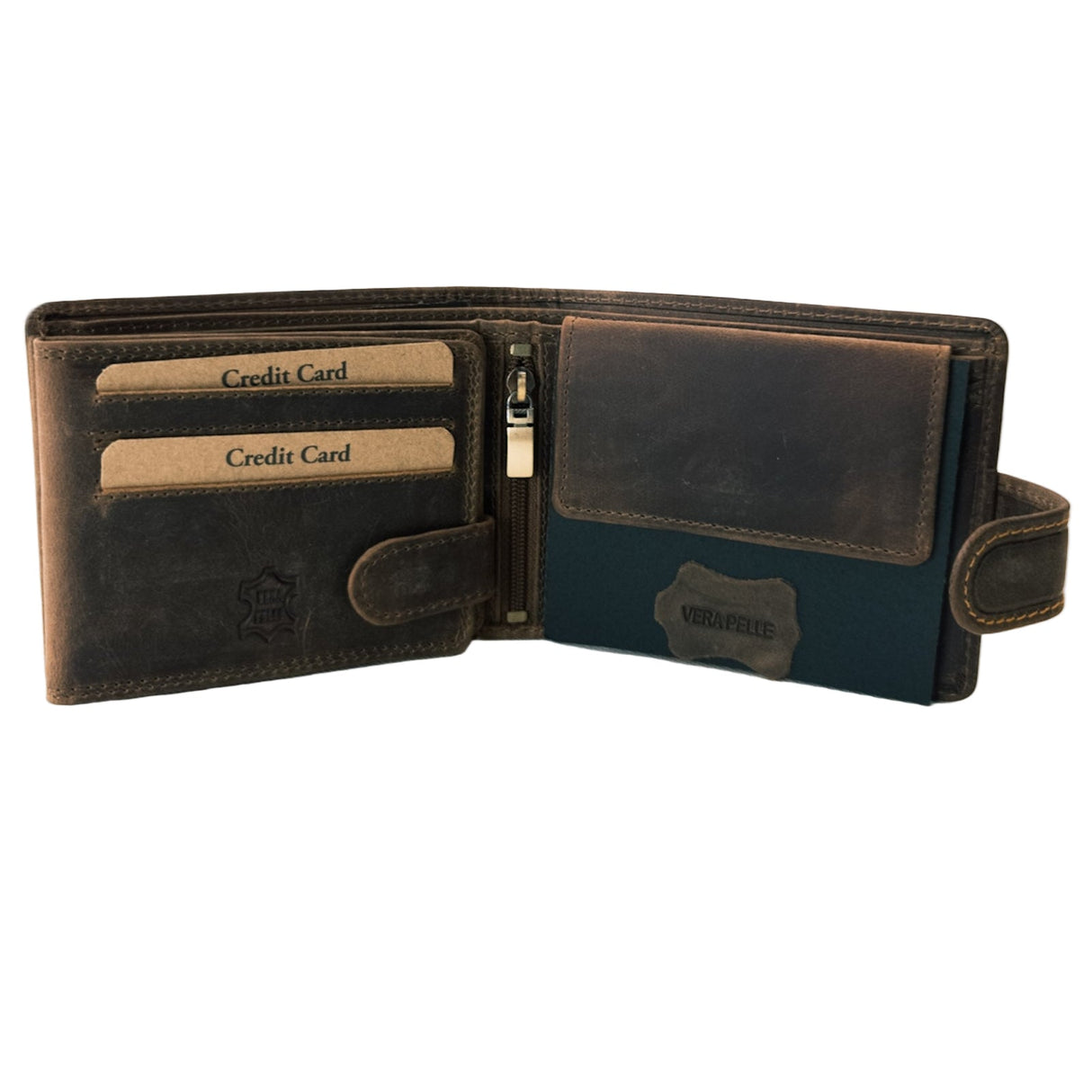 Leather Wallet with Hunting Motif – Rustic Brown