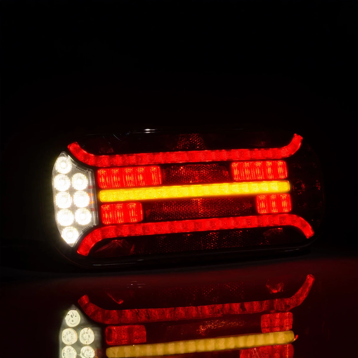 LED Rear Light, 6-Function with Dynamic Indicator & Reflector, 12-36V