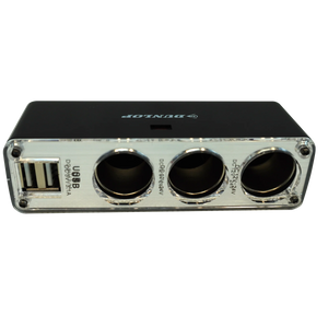 3-Socket Car Cigarette Lighter Adapter with 2 USB Ports