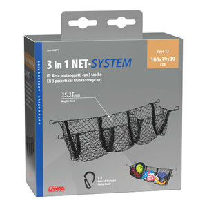 3-Compartment Trunk Organizer Net – Black