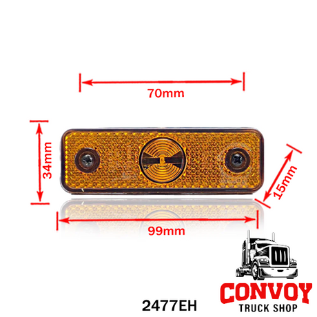Flatpoint Aspöck Amber LED Side Marker Light – Recessed Mount