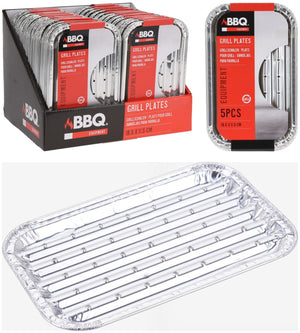 Aluminum Grill Tray Set for BBQ – Flat, Pack of 5