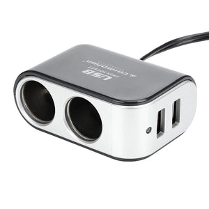 Dual Car Cigarette Lighter Splitter with 2 USB Ports 3.1A
