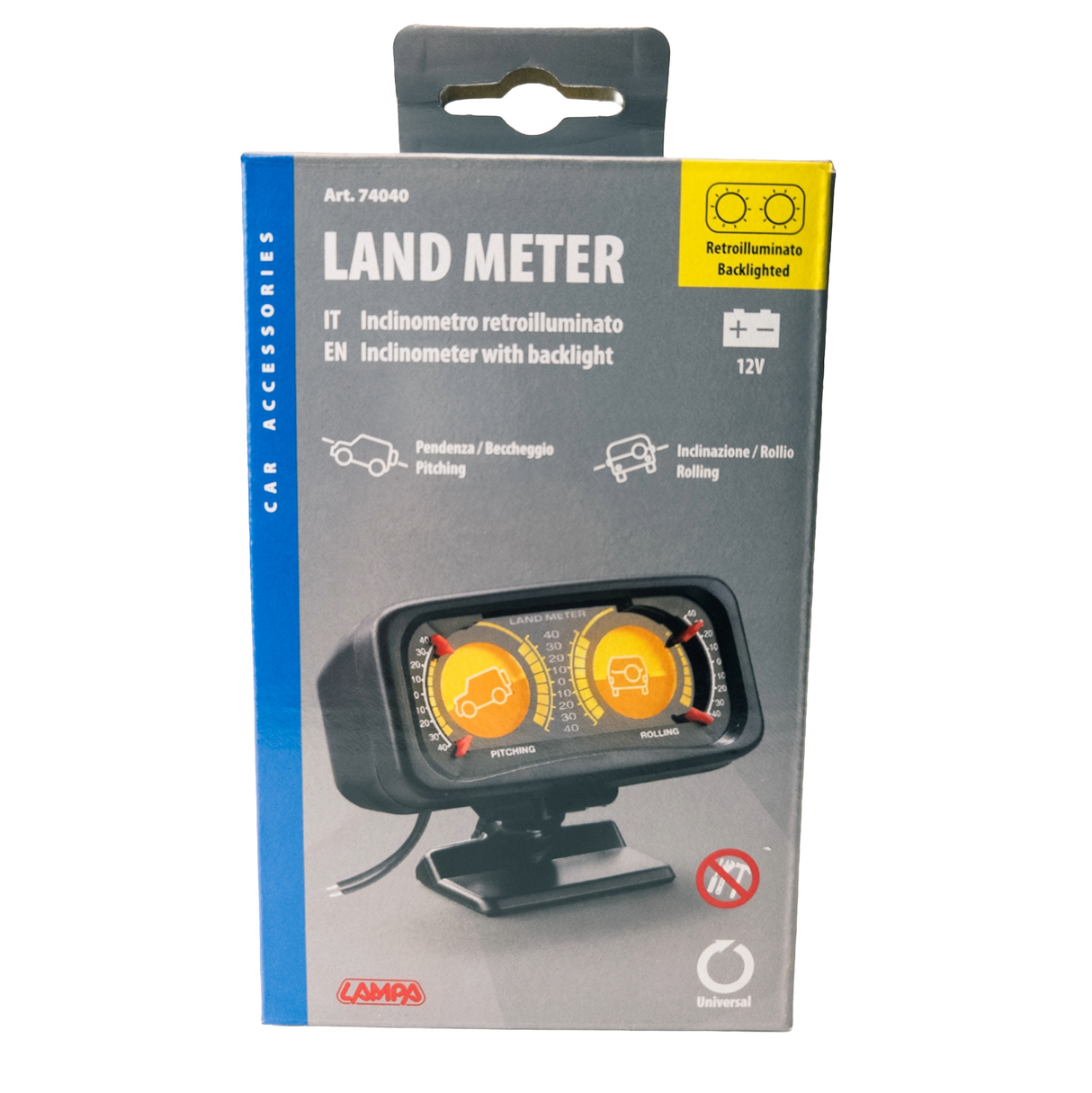 Vehicle Inclinometer with Amber Backlight 12V