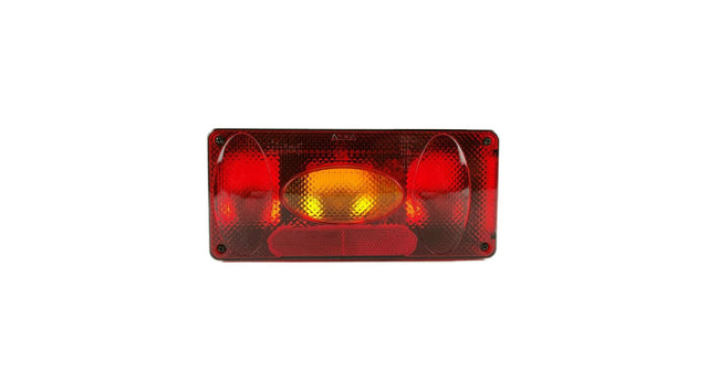 Universal Rear Left 5-Function Oval Tail Light with Fog, Prism & License Plate Illumination