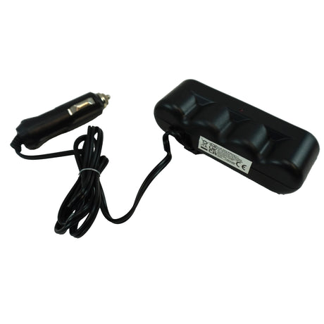 4-Socket Car Cigarette Lighter Splitter with Red LED Indicator