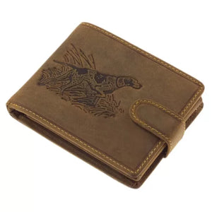 Leather Wallet with Hunting Motif – Rustic Brown