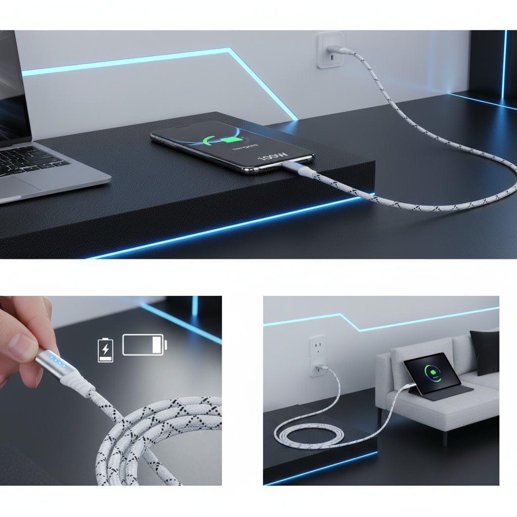 USB-C Charging Cable 100W Fast Charge with LED Display – 2m